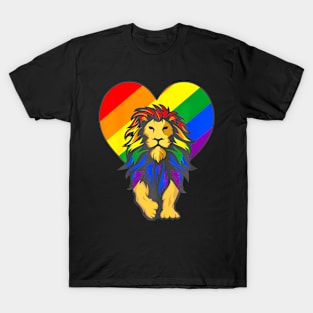 Gay Pride Lion Lgbt Q Cool Animal Rainbow Flag Color Ally T-Shirt